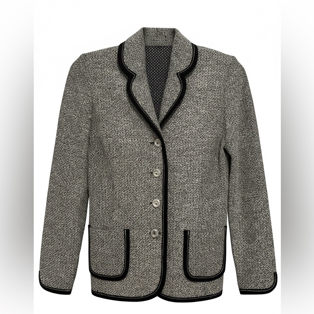 VTG*St.John Collection Tweed Blazer Black Trim,Beatiful 4 buttons closure~Size:4